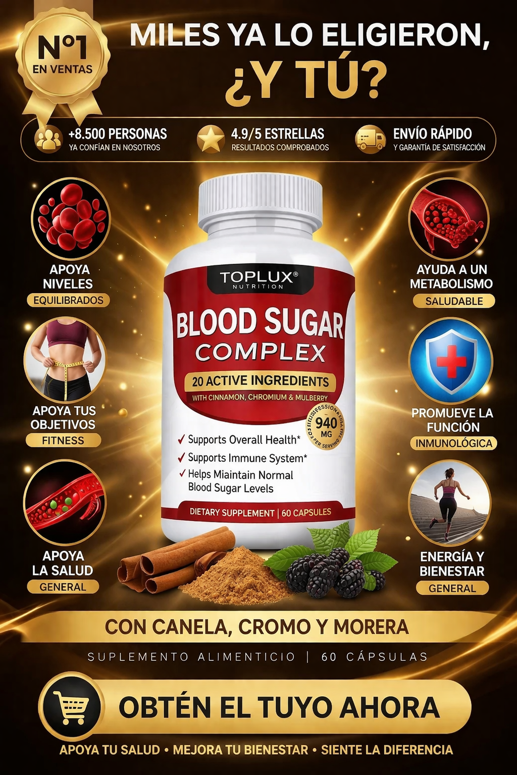 💊 Blood Sugar Complex 💊 - 60Capsulas - Recupera tu energia y sientete activo nuevamente⚡