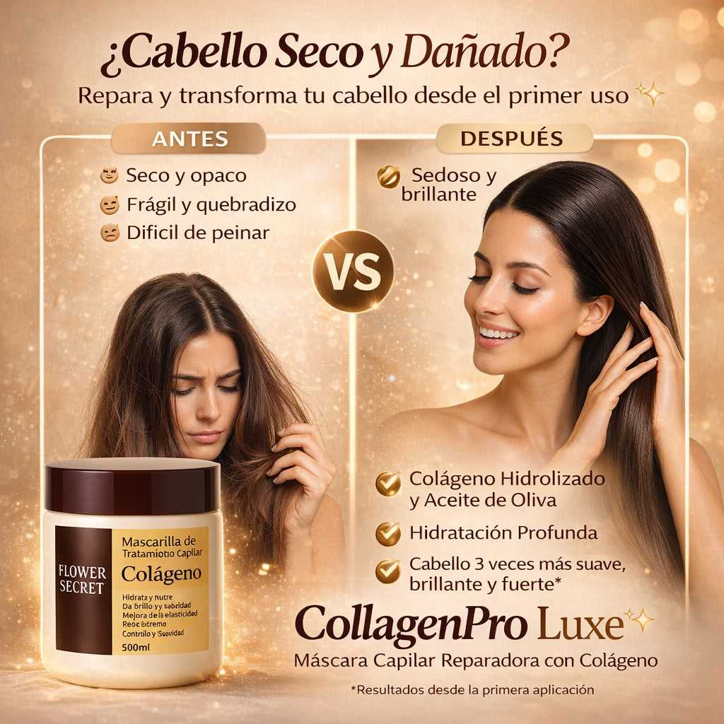 CollagenPro Luxe™ ✨ – Máscara Capilar Reparadora Intensiva con Colágeno